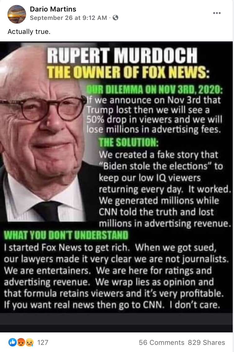 Fact Check: Rupert Murdoch Did NOT Say 'I Started Fox News To Get Rich ...